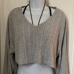 SHEIN Gray Ribbed Knit Sweater